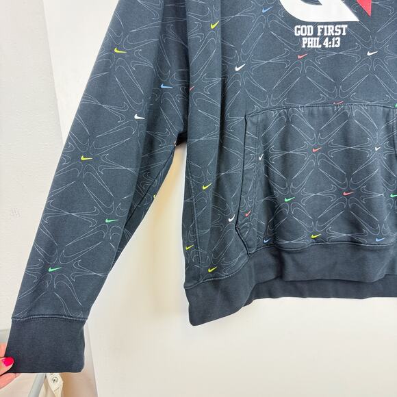 Nike Mens Hoodie Fleece Black G1 God First Phil 4:13 - 2XL XXL - Picture 3 of 11